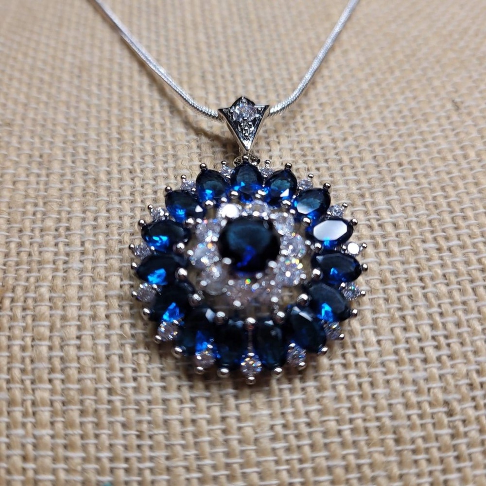 Sapphire Sterling Silver 925 Necklace